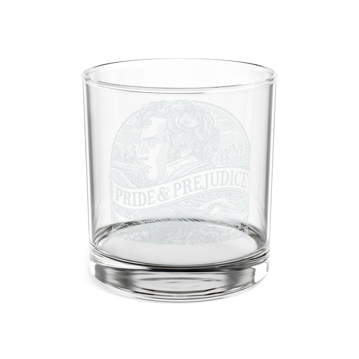 Pride & Prejudice - Fitzwilliam - Whiskey Glass – 10.5 oz Classic Engraved Rocks Tumbler