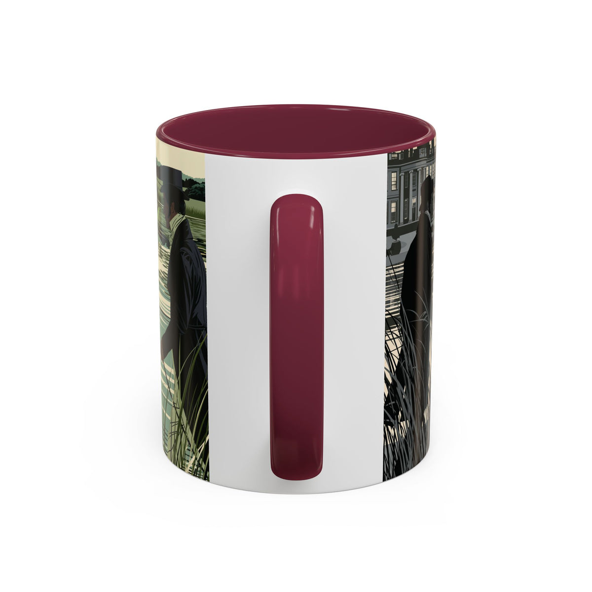 Strolling Lakeside with Mr. Darcy  —  Scenic Lakeside Vintage Gentleman Mug (11oz & 15oz)