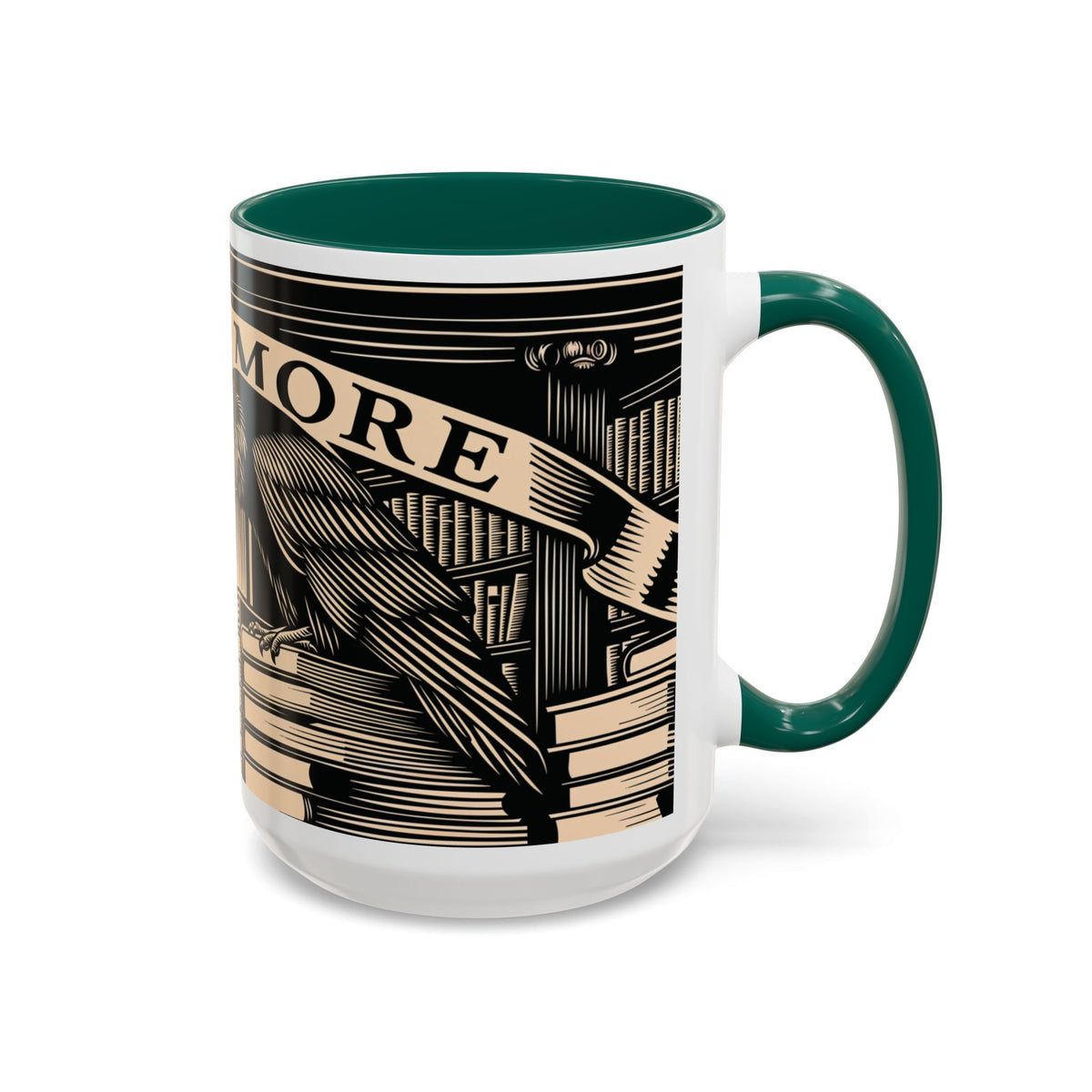 x Nevermore Raven woodcut illustration Mug | Edgar Allan Poe inspired