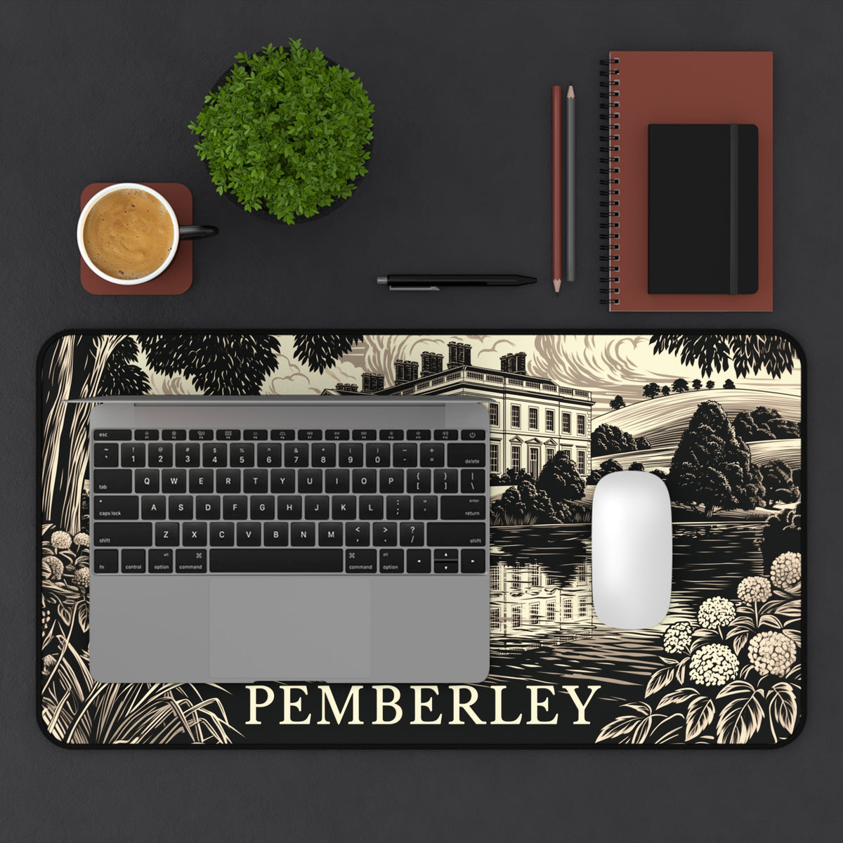 Pemberley Estate Illustration Desk Mat | Regency Manor Landscape