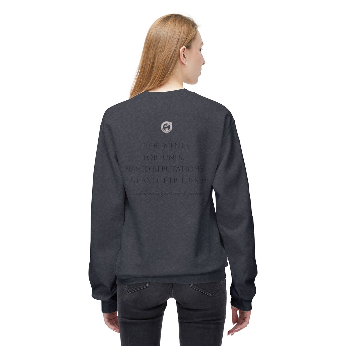 Regency Drama Crewneck Sweatshirt — "Rife With Regency Drama" Vintage Floral Graphic