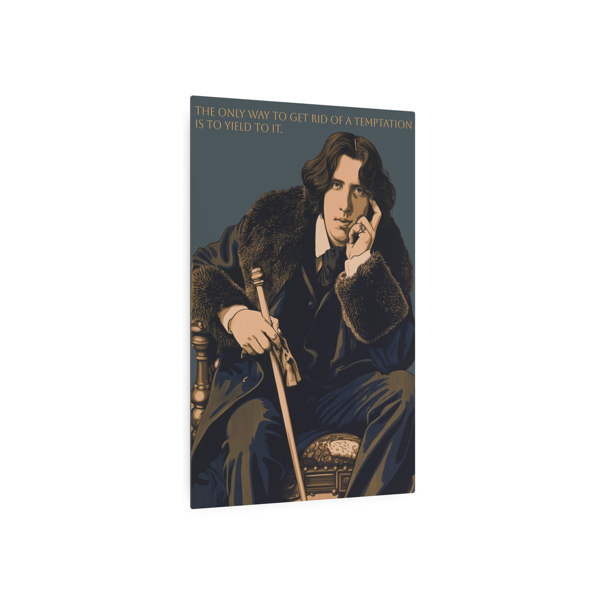 Oscar Wilde Metal Art Sign – 'The Only Way to Get Rid of a Temptation Is to Yield to It' Decorative Plaque