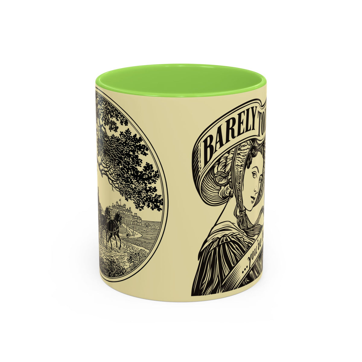 Vintage 'Barely Tolerable' Illustration Coffee Mug (11oz/15oz)