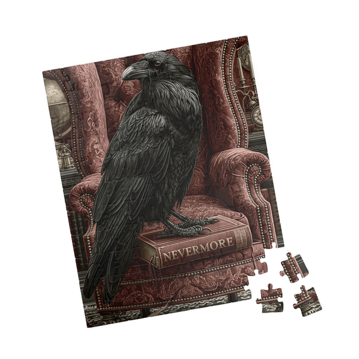 Poe's Raven on Armchair - Nevermore Puzzle