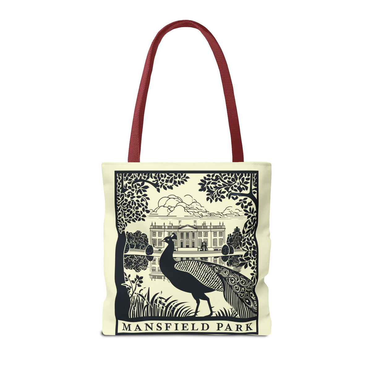 Mansfield Park Illustrated Tote — Vintage Estate Peacock Tote Bag