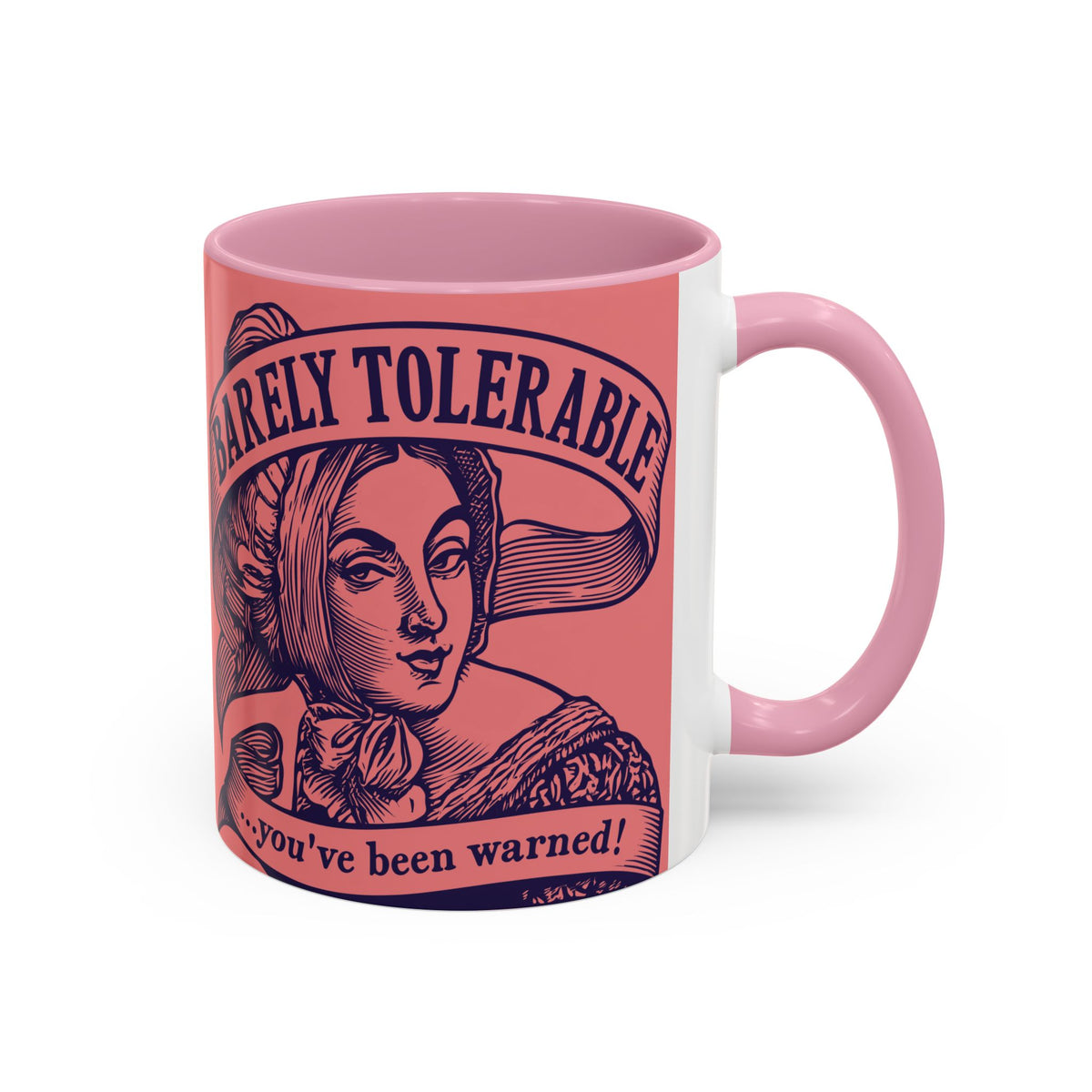 Barely Tolerable Vintage Portrait Mug — Funny Retro Coffee Cup (11oz/15oz)