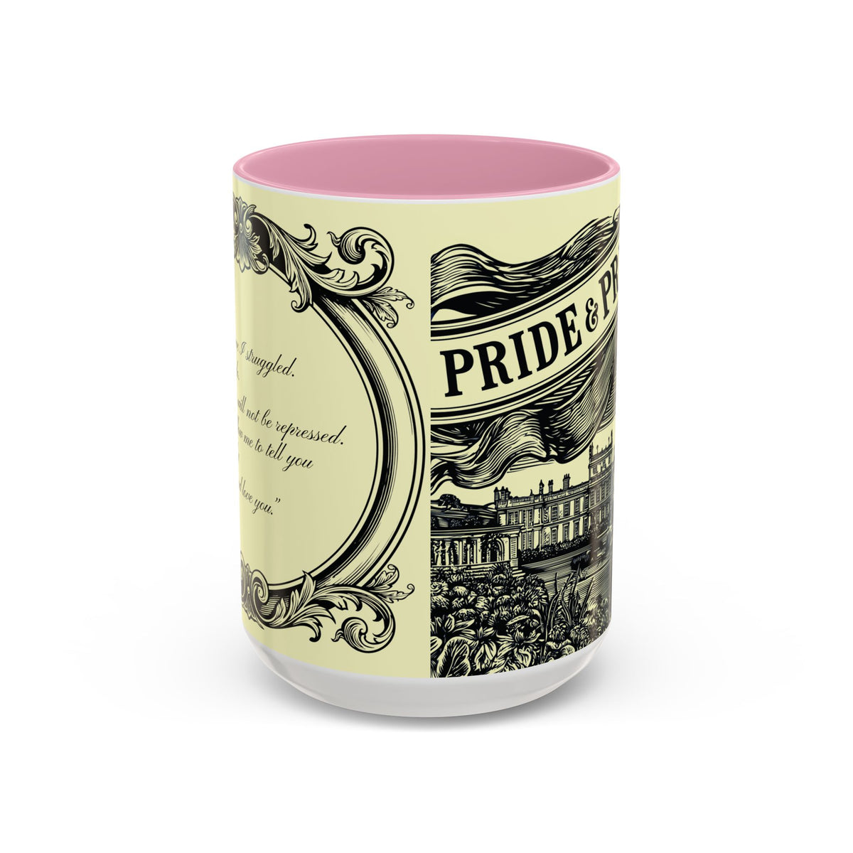 Pride & Prejudice Vintage Illustration Ceramic Mug — Mr. Darcy at Pemberley with Quote (11oz/15oz)