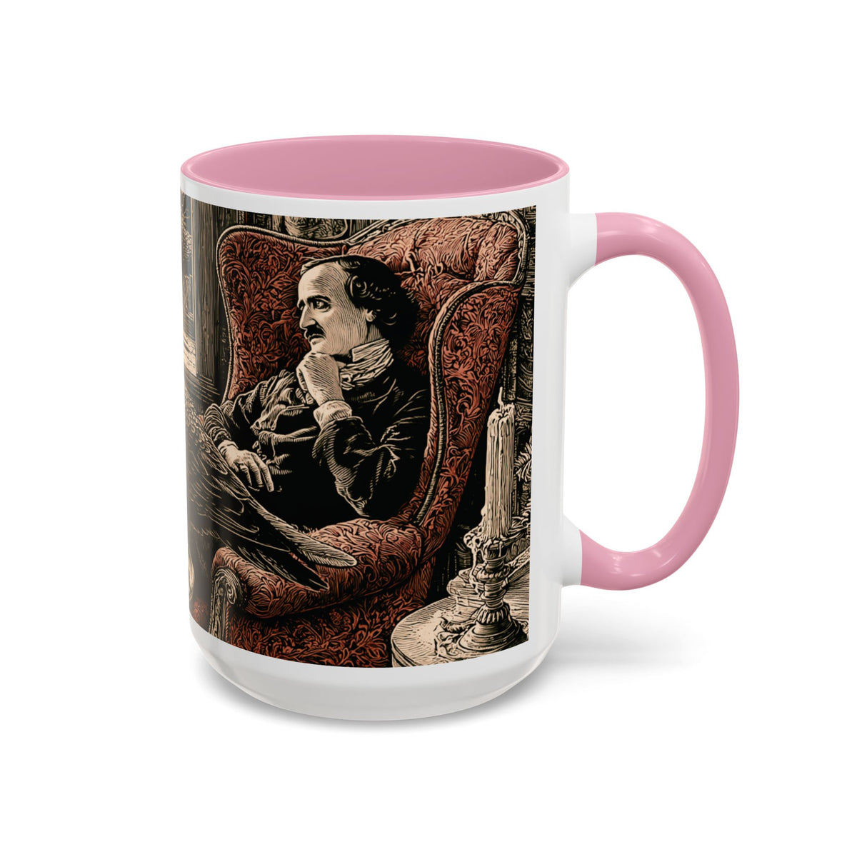 Edgar Allan Poe Raven Portrait Mug | Ceramic Coffee Cup