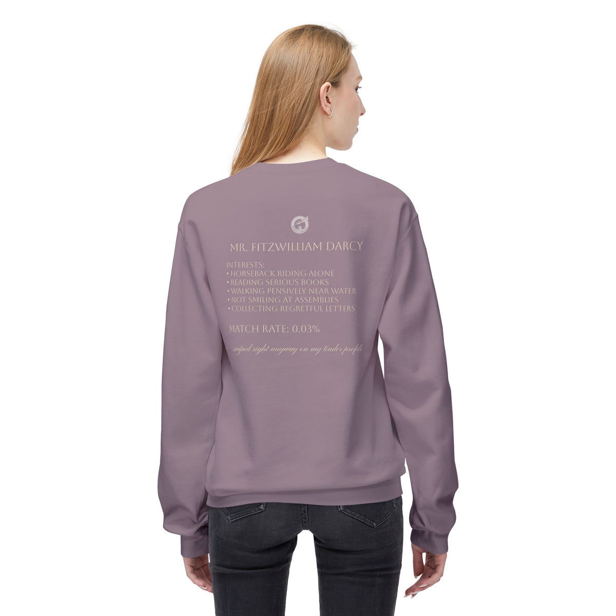 Mr. Darcy Crewneck Sweatshirt — "Mr. Darcy at Pemberley" Classic Jane Austen Sweatshirt