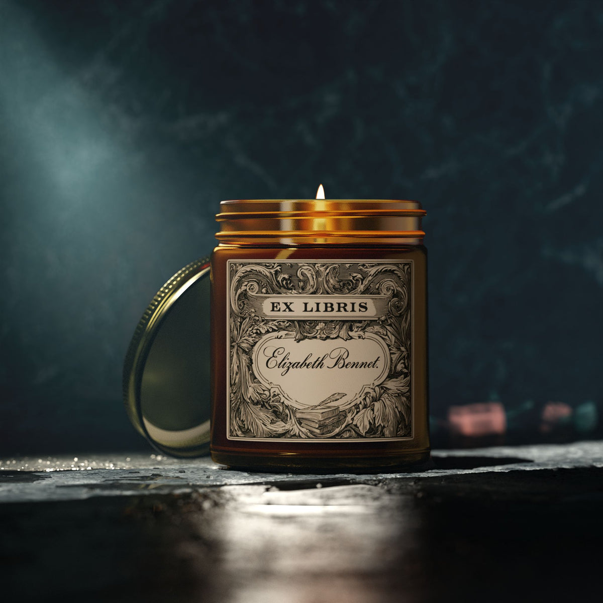 Ex Libris Vintage Label  Wax Candle