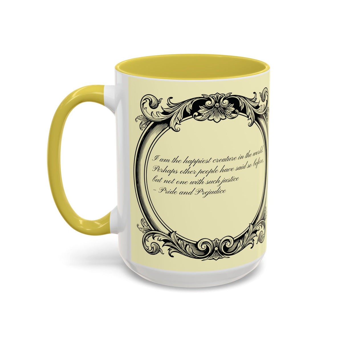 Pride & Prejudice Vintage Floral Mug — “Pride & Prejudice” Ceramic Book Lover Mug (11oz/15oz)