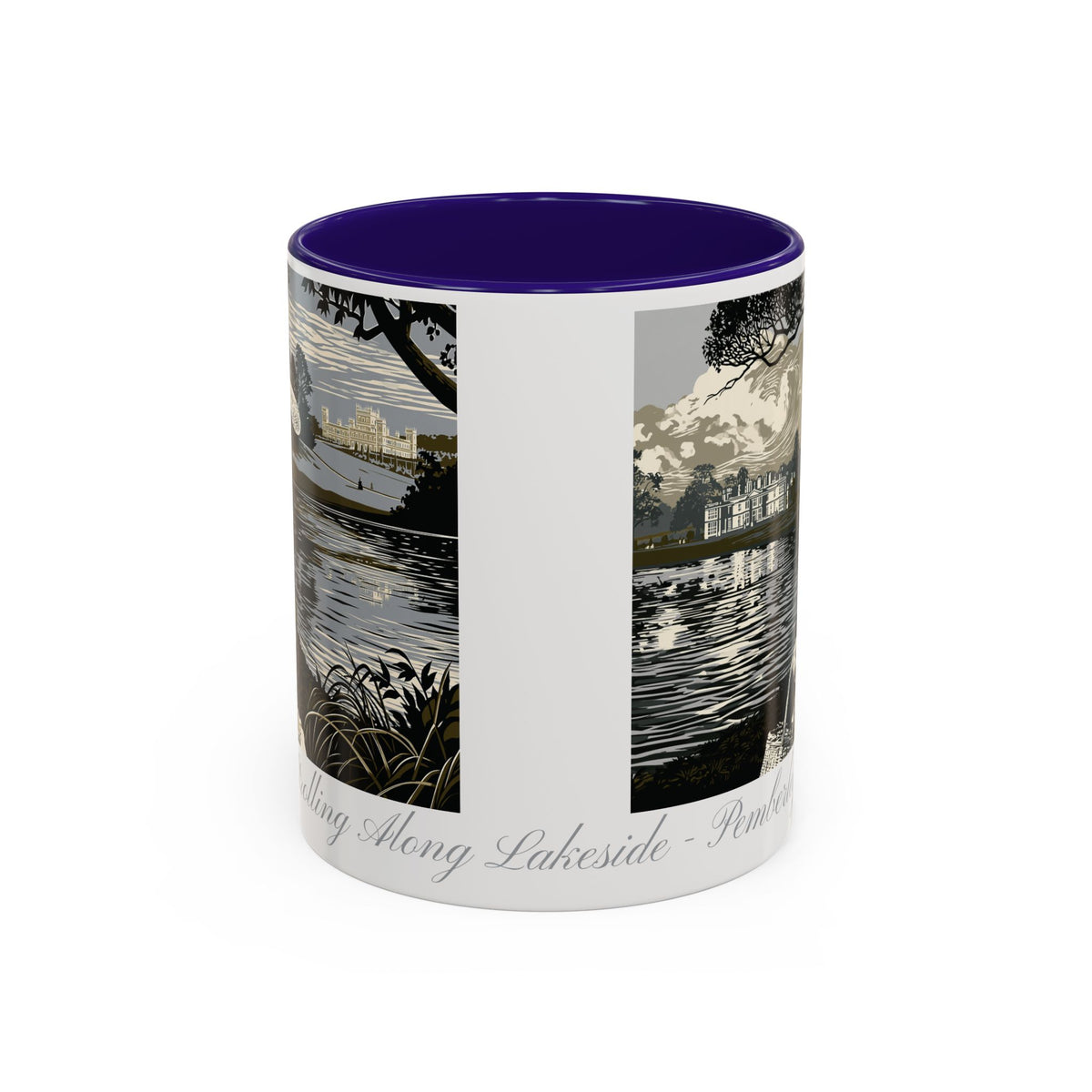 'Strolling Pemberley' Ceramic Coffee Cup — Vintage Regency Silhouette Mug