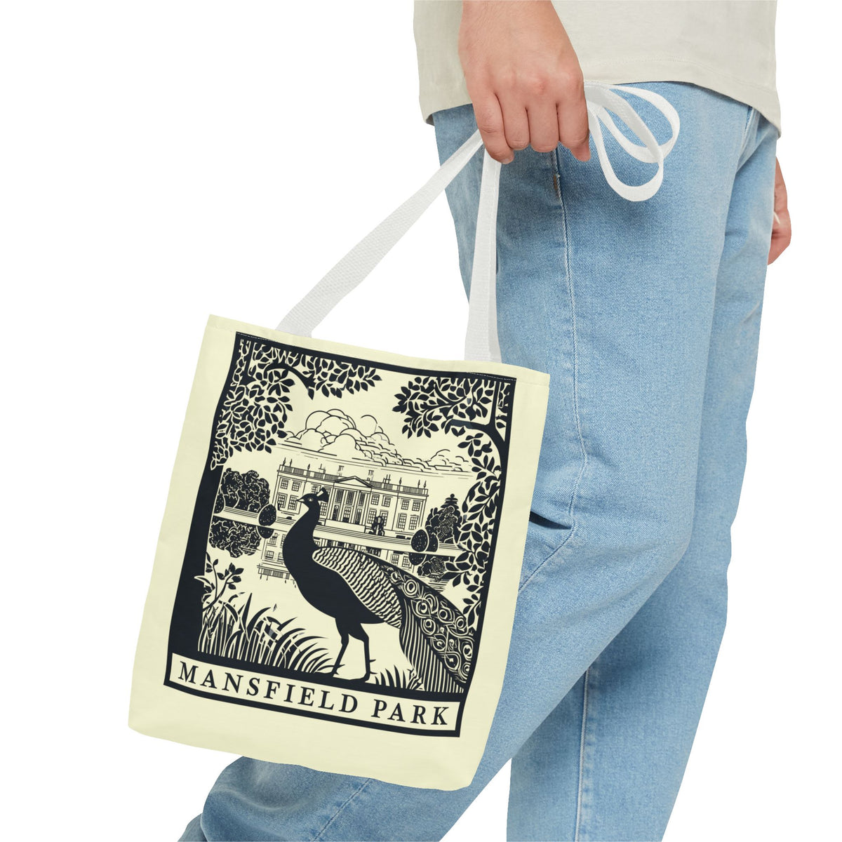 Mansfield Park Illustrated Tote — Vintage Estate Peacock Tote Bag