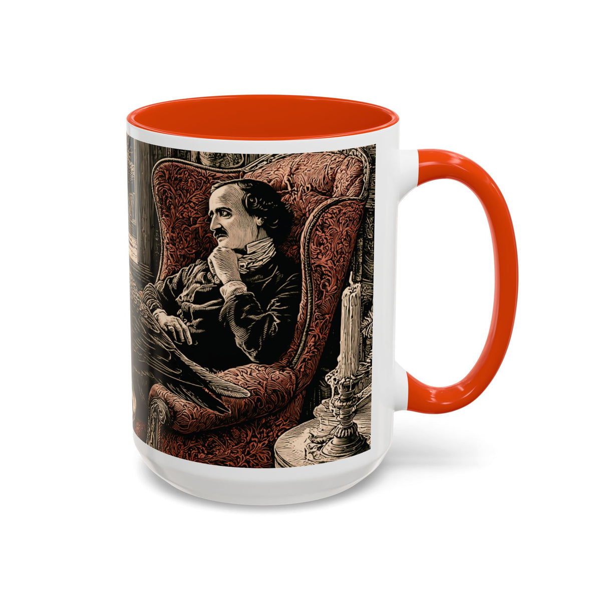 Edgar Allan Poe Raven Portrait Mug | Ceramic Coffee Cup