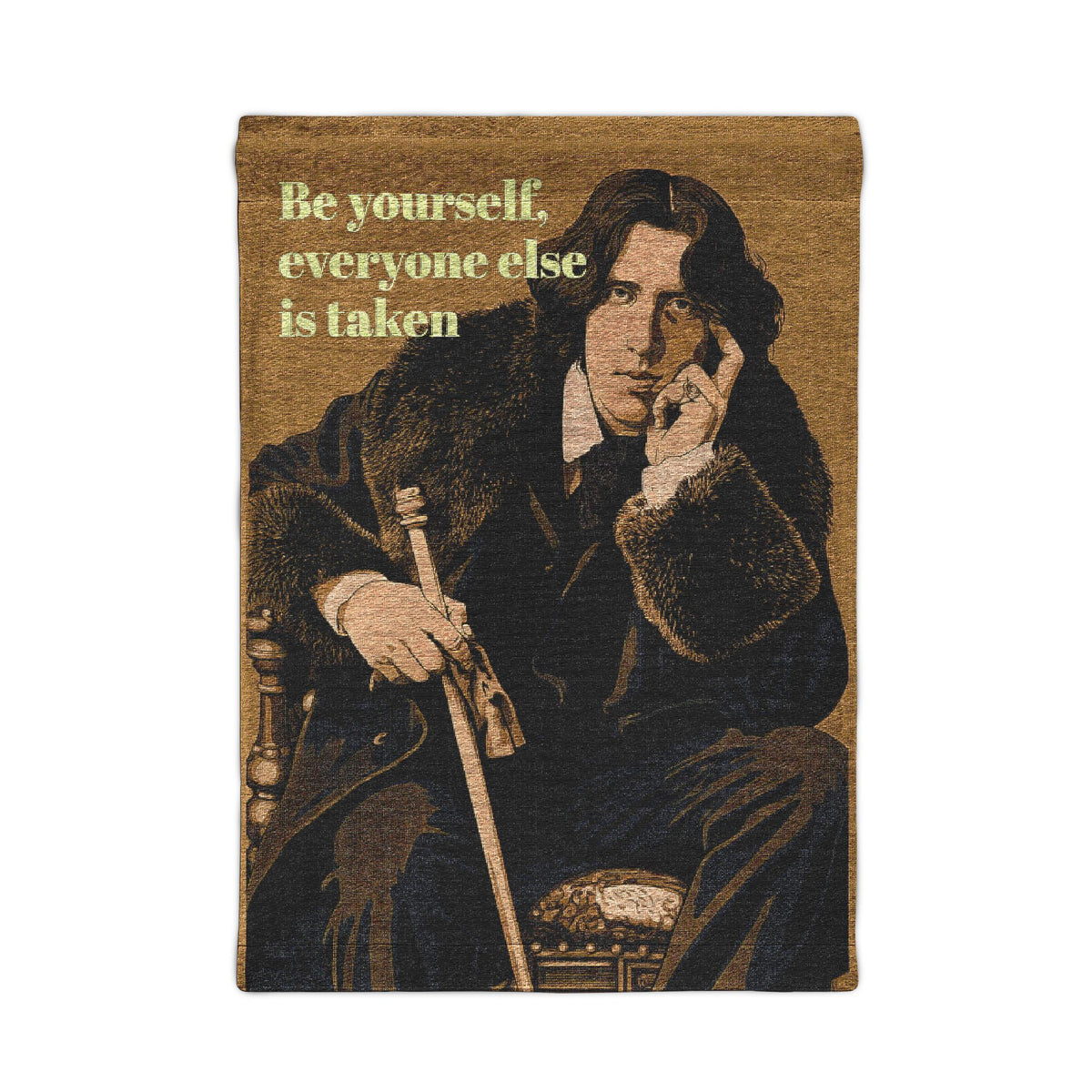 Oscar Wilde's Quip Woven Wall Tapestry — "Be yourself..." Dark Academia Reading Nook Art