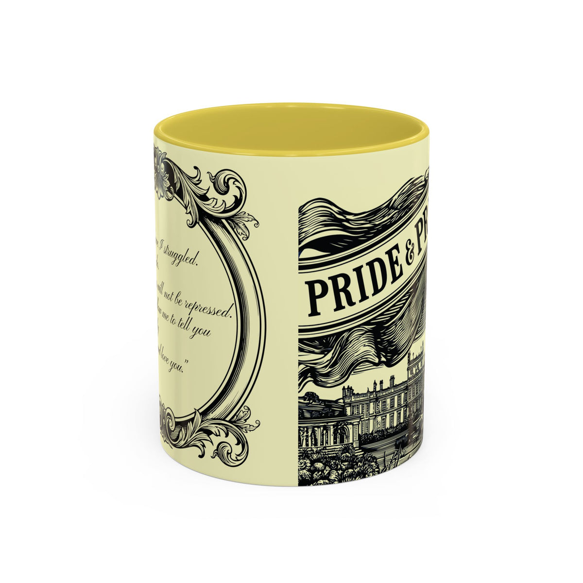 Pride & Prejudice Vintage Illustration Ceramic Mug — Mr. Darcy at Pemberley with Quote (11oz/15oz)
