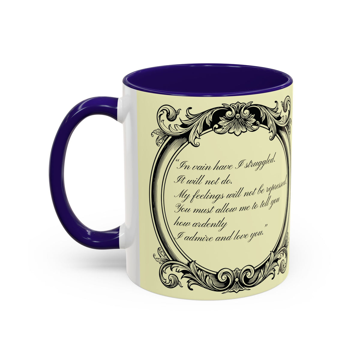 Pride & Prejudice Vintage Illustration Ceramic Mug — Mr. Darcy at Pemberley with Quote (11oz/15oz)