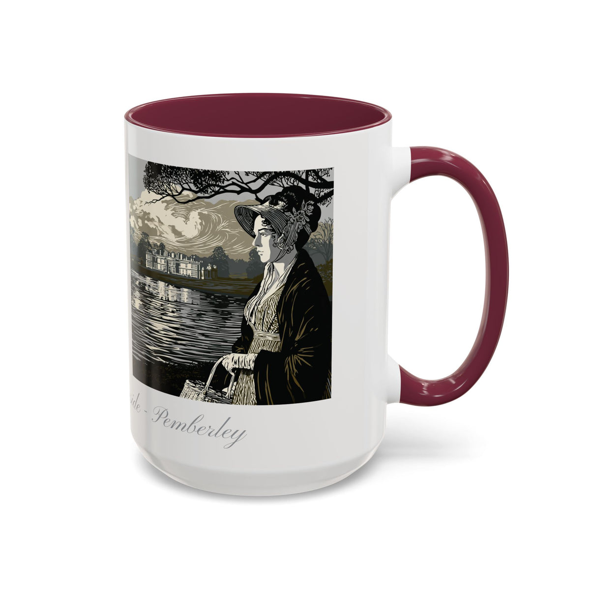 'Strolling Pemberley' Ceramic Coffee Cup — Vintage Regency Silhouette Mug