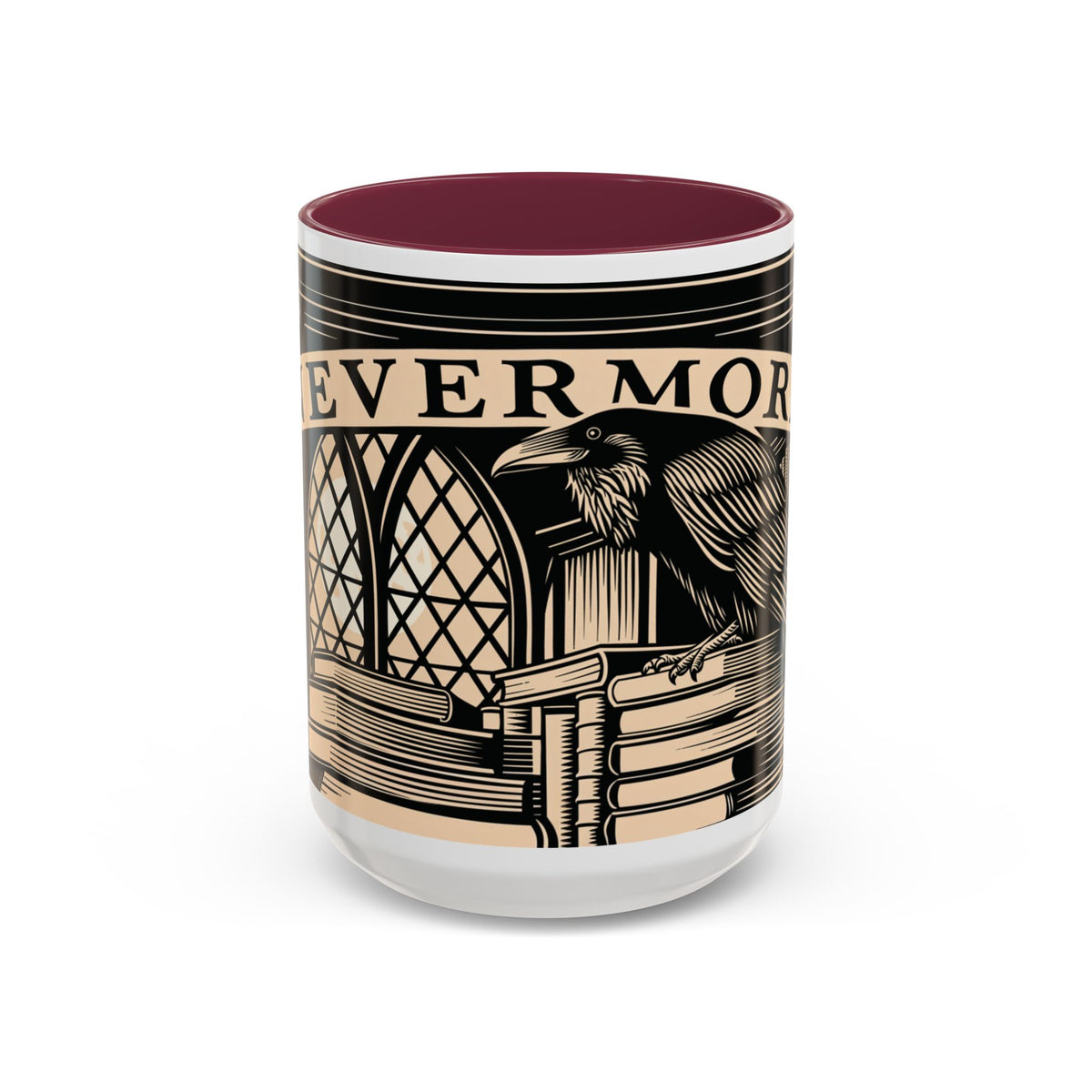 x Nevermore Raven woodcut illustration Mug | Edgar Allan Poe inspired