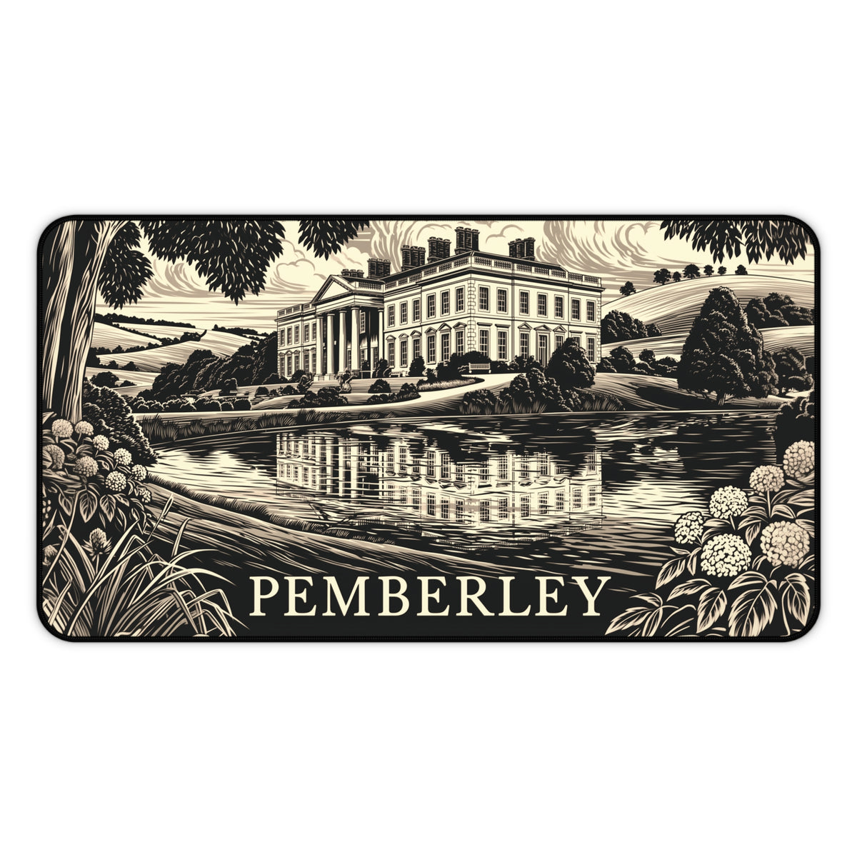 Pemberley Estate Illustration Desk Mat | Regency Manor Landscape