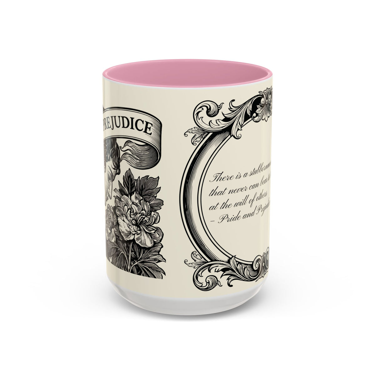 Quote from Pride & Prejudice Vintage Floral Mug — “Pride & Prejudice” Ceramic Book Lover Mug (11oz/15oz)