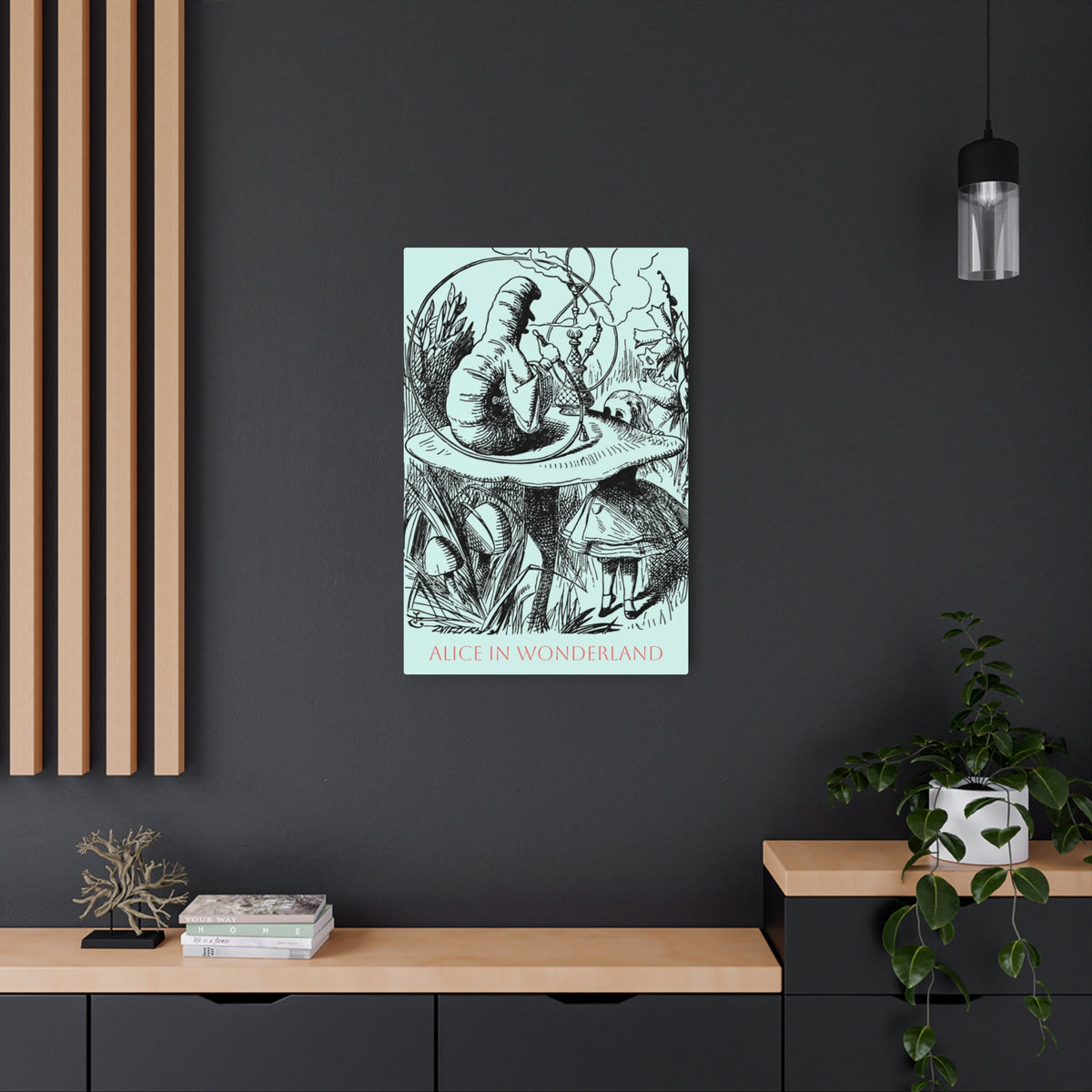 Caterpillar Smoking on Mushroom Alice in Wonderland Metal Art Print —  Vintage Illustration Wall Plaque