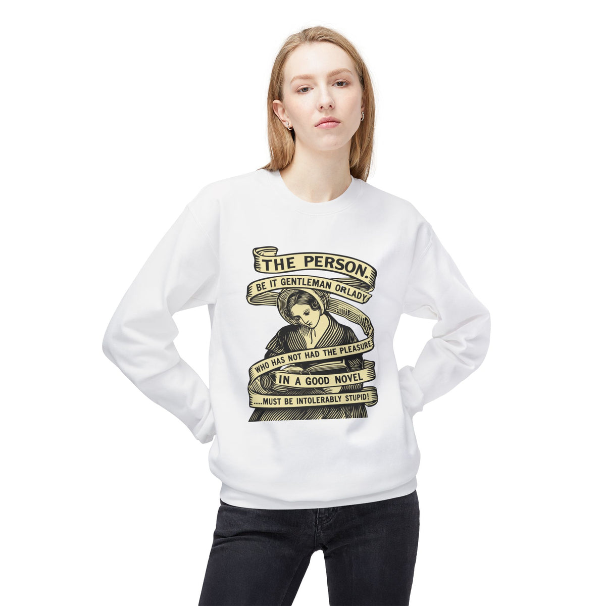 Sweatshirt — "The Person...must be intolerably stupid" Vintage Book Lover Crewneck