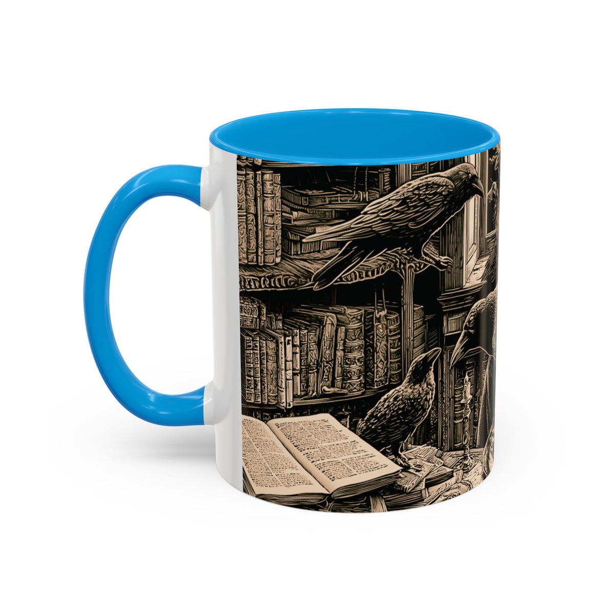 Edgar Allan Poe Raven Portrait Mug | Ceramic Coffee Cup
