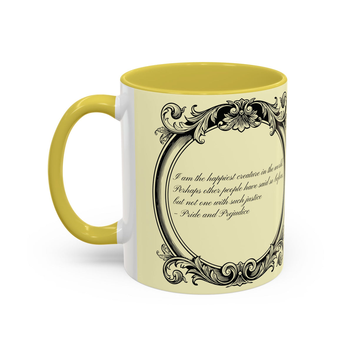 Pride & Prejudice Vintage Floral Mug — “Pride & Prejudice” Ceramic Book Lover Mug (11oz/15oz)