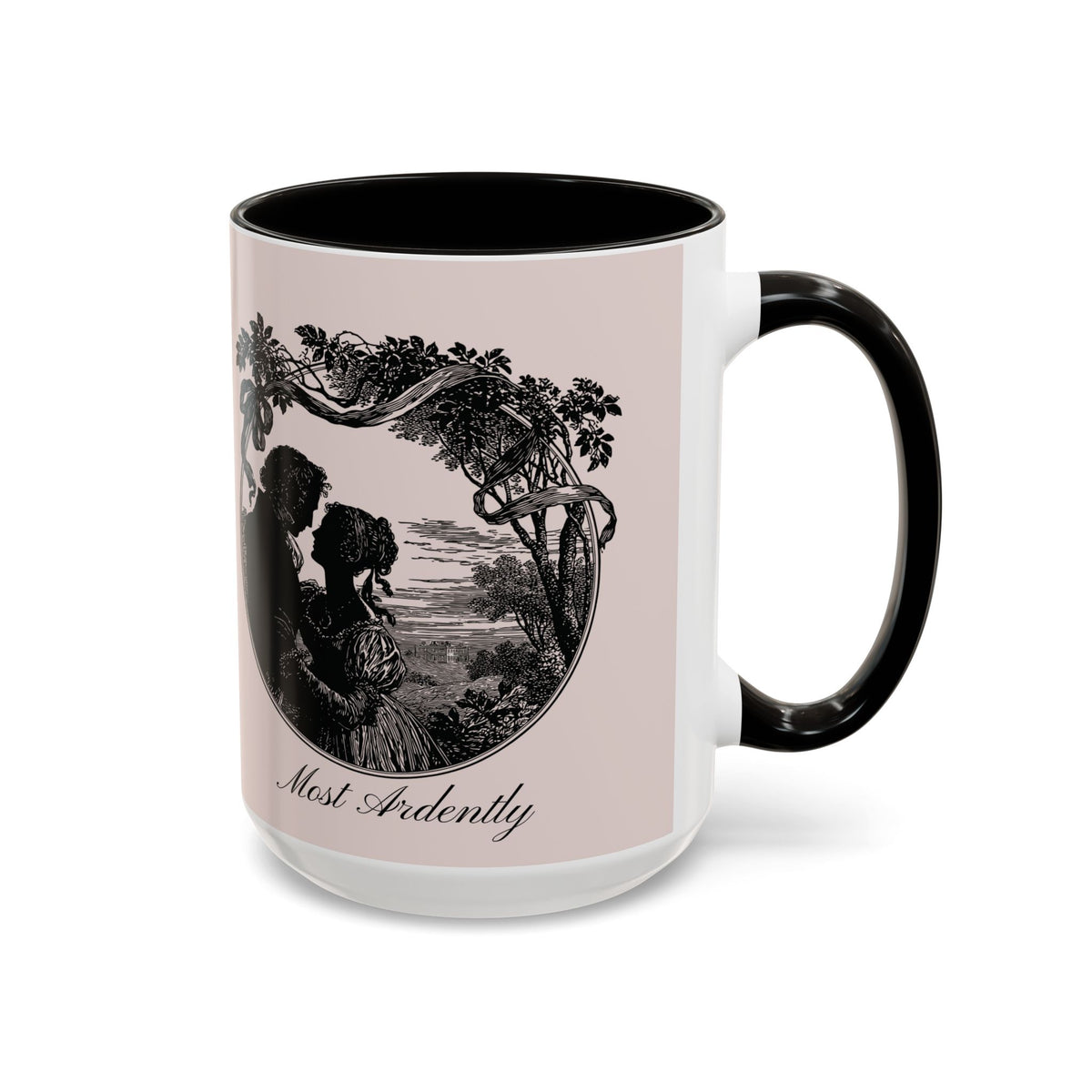 Romantic Vintage Silhouette Mug — "Most Ardently" Tea Coffee Cup (11oz/15oz)