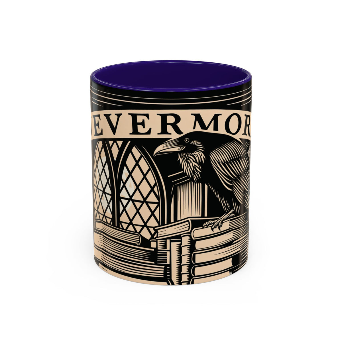 x Nevermore Raven woodcut illustration Mug | Edgar Allan Poe inspired