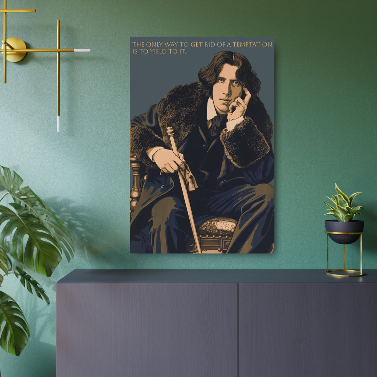 Oscar Wilde Metal Art Sign – 'The Only Way to Get Rid of a Temptation Is to Yield to It' Decorative Plaque