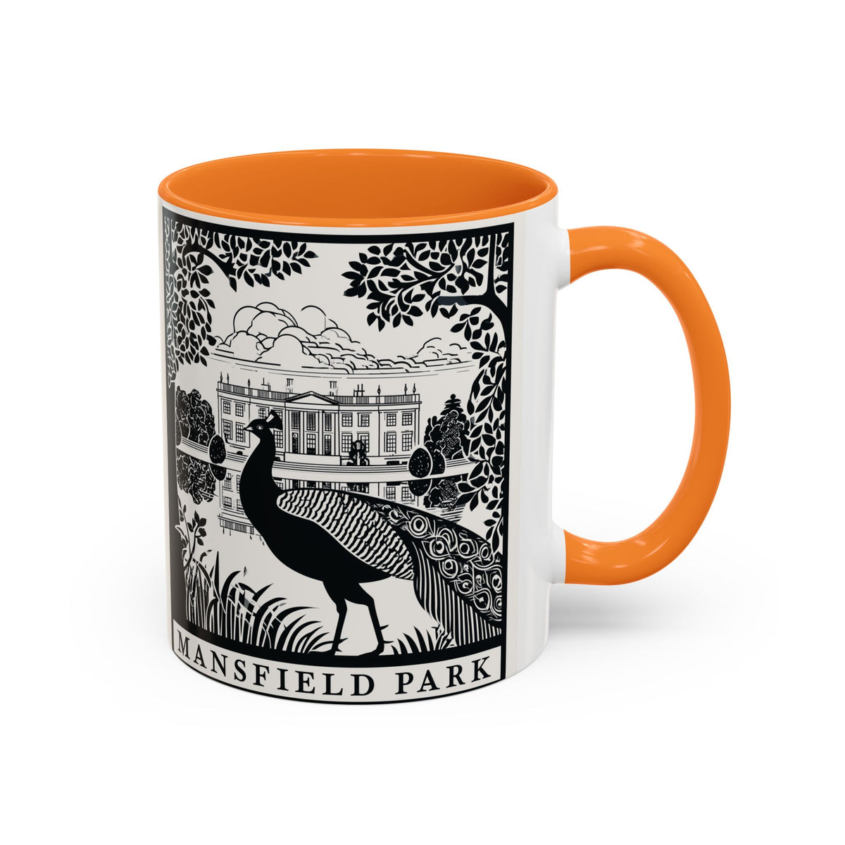 Mansfield Park Peacock Illustration Mug | Vintage Etching Wraparound