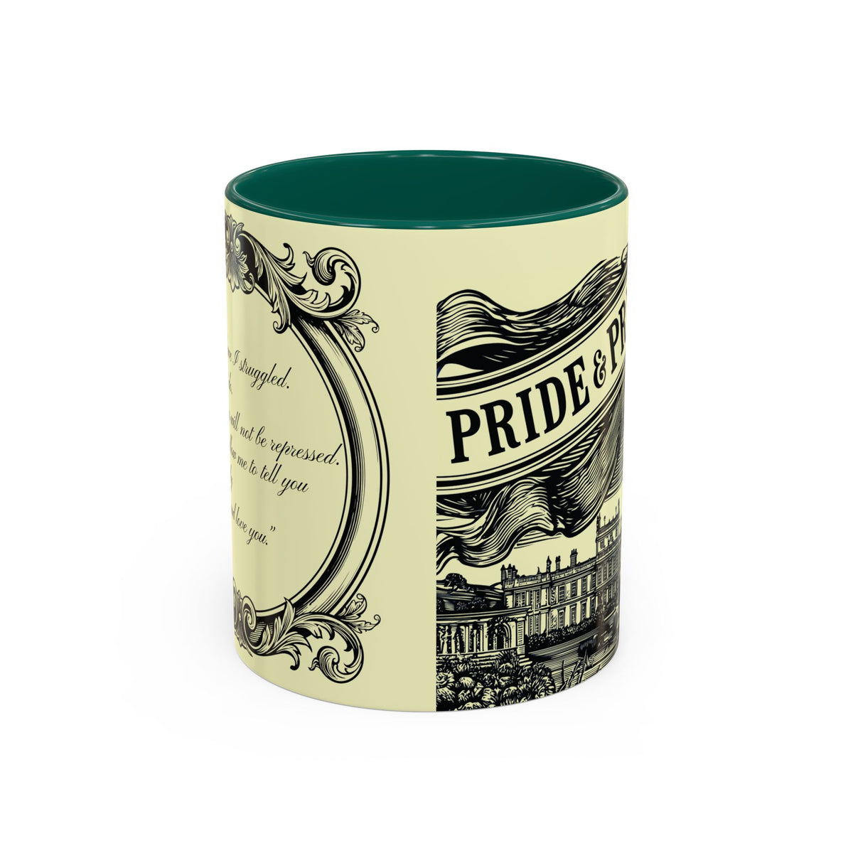 Pride & Prejudice Vintage Illustration Ceramic Mug — Mr. Darcy at Pemberley with Quote (11oz/15oz)