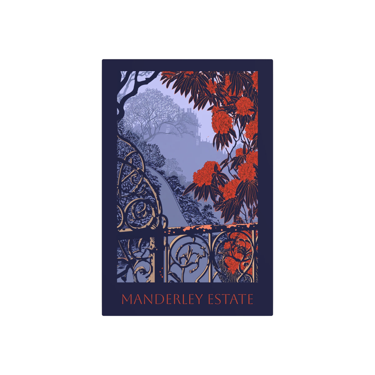 Daphne du Maurier - Metal Art Print — "Road to Manderley" Illustrated Garden Pathway Wall Plaque