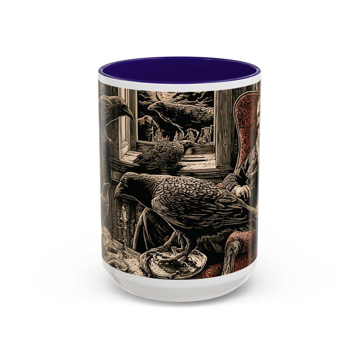 Edgar Allan Poe Raven Portrait Mug | Ceramic Coffee Cup