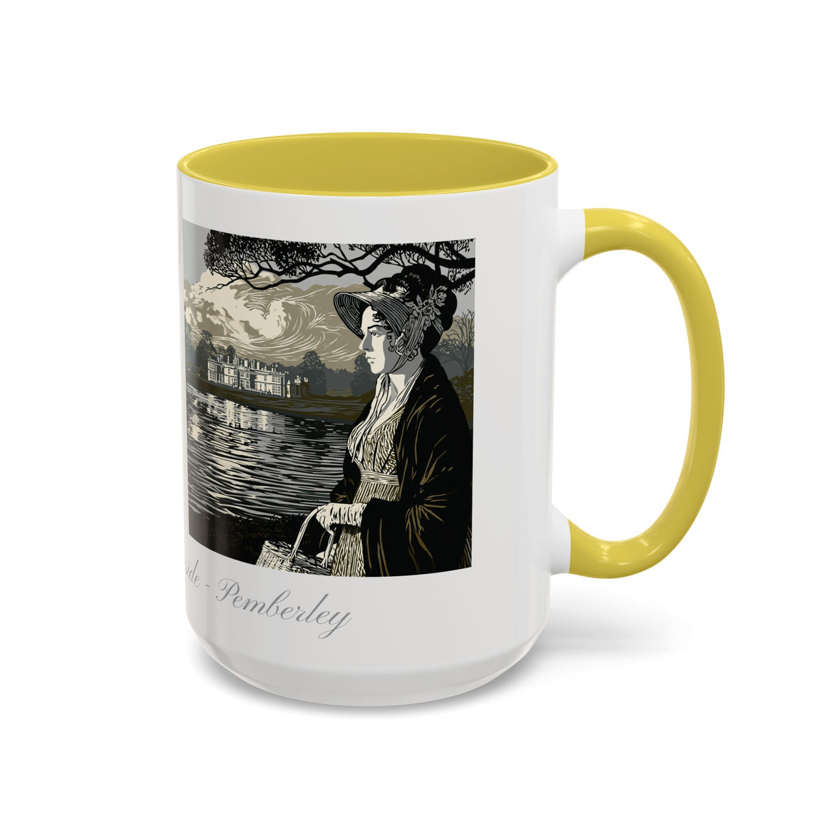 'Strolling Pemberley' Ceramic Coffee Cup — Vintage Regency Silhouette Mug
