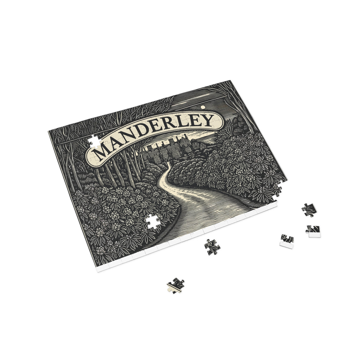 Manderley Scenic Puzzle — 'Manderley' Vintage Manor Path Jigsaw (96/252/500/1000 pcs)