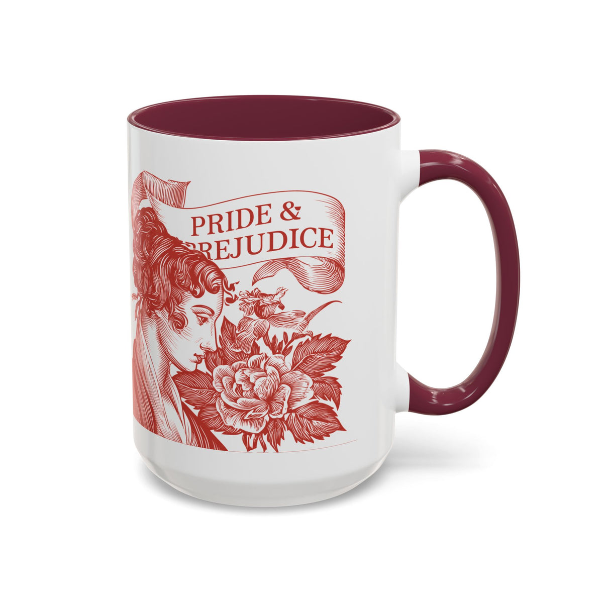 "...follies and nonsense" Elizabeth Bennet Quote  —  Pride & Prejudice Floral Mug (11oz/15oz)