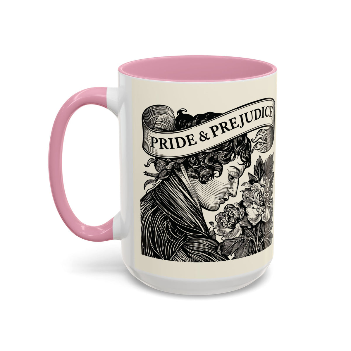Quote from Pride & Prejudice Vintage Floral Mug — “Pride & Prejudice” Ceramic Book Lover Mug (11oz/15oz)