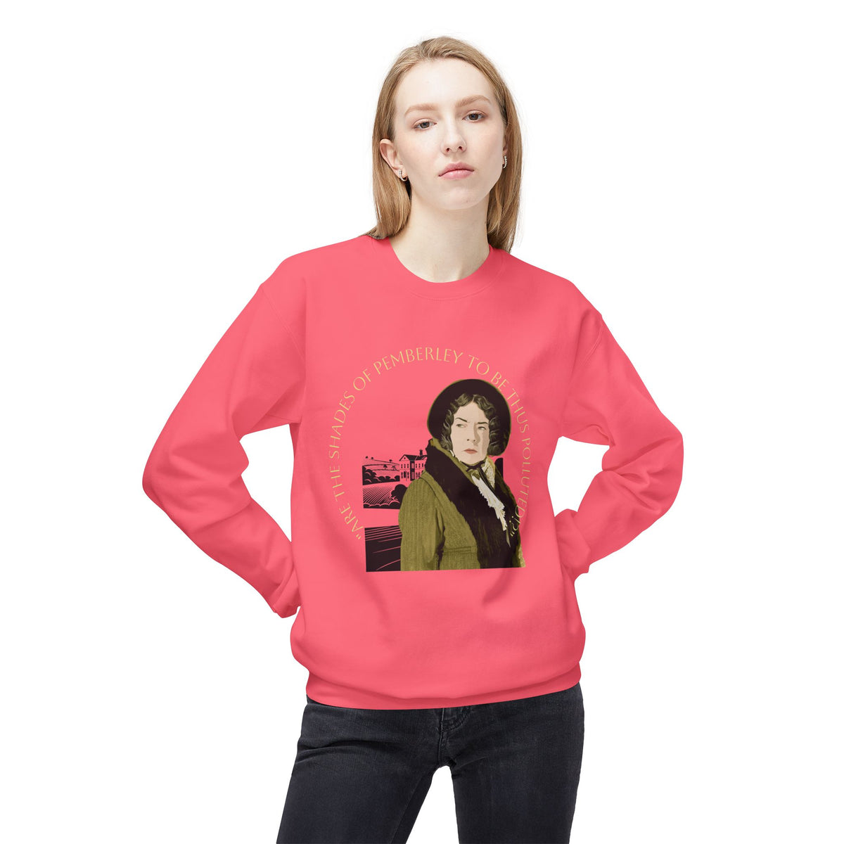 Jane Austen 'Shades of Pemberley' Crewneck Sweatshirt — Elizabeth Bennet Fictionalized Quote