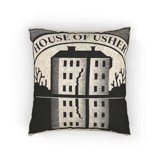 House of Usher Illustration Woven Pillow | Gothic Edgar Allan Poe Decor