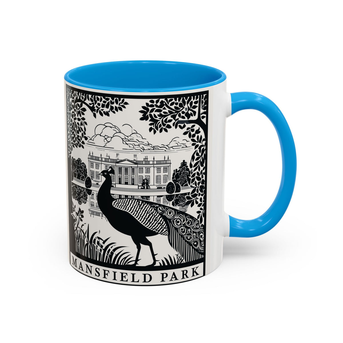 Mansfield Park Peacock Illustration Mug | Vintage Etching Wraparound