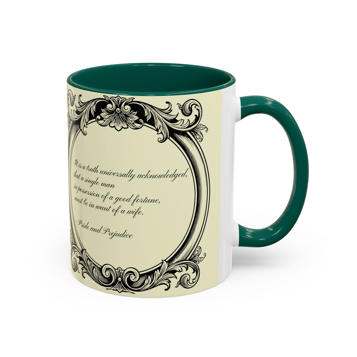 Pride and Prejudice Quote Mug — “Mr. Darcy at Pemberley” Vintage Jane Austen Coffee Cup (11oz/15oz)
