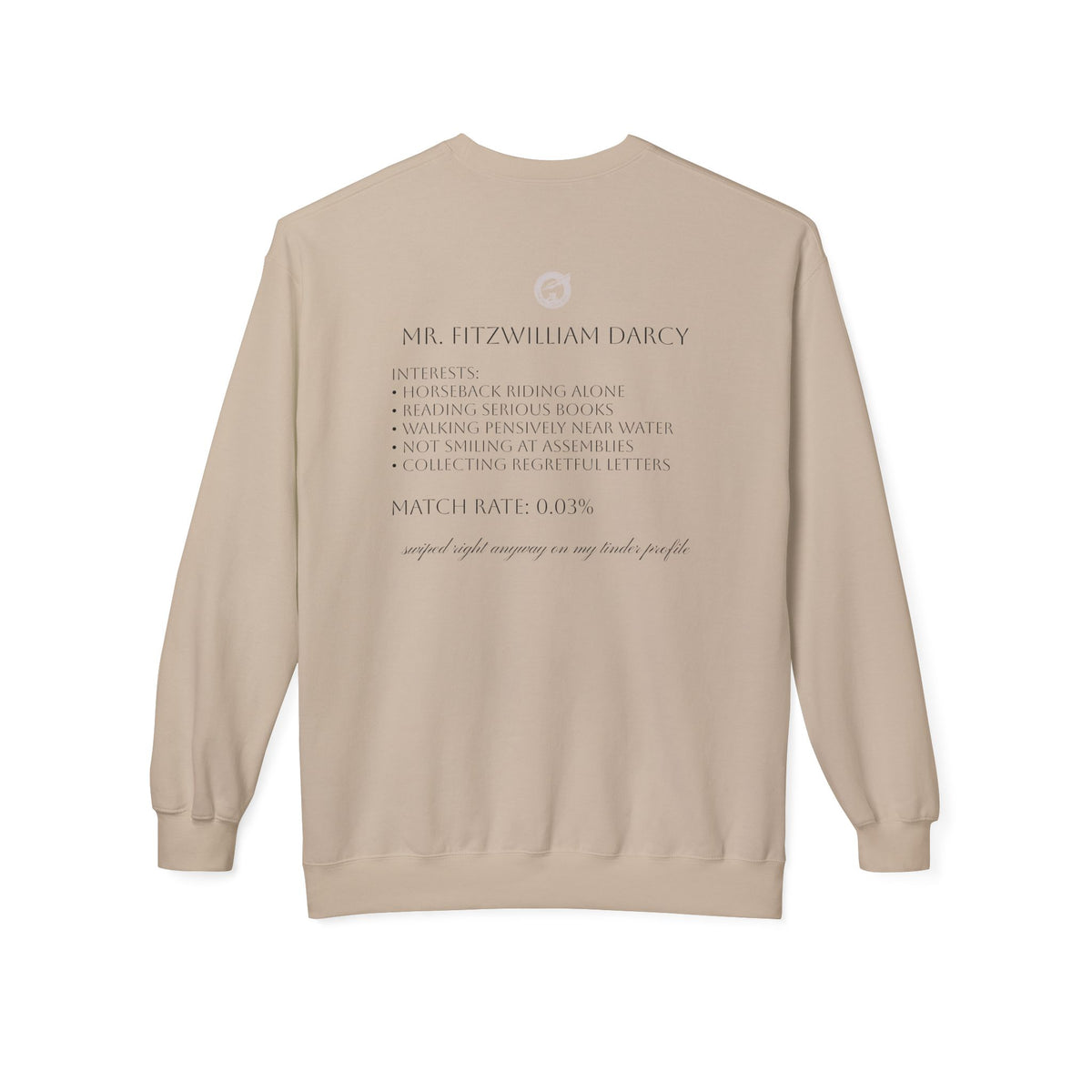 Mr. Darcy Crewneck Sweatshirt — "Mr. Darcy at Pemberley" Classic Jane Austen Sweatshirt