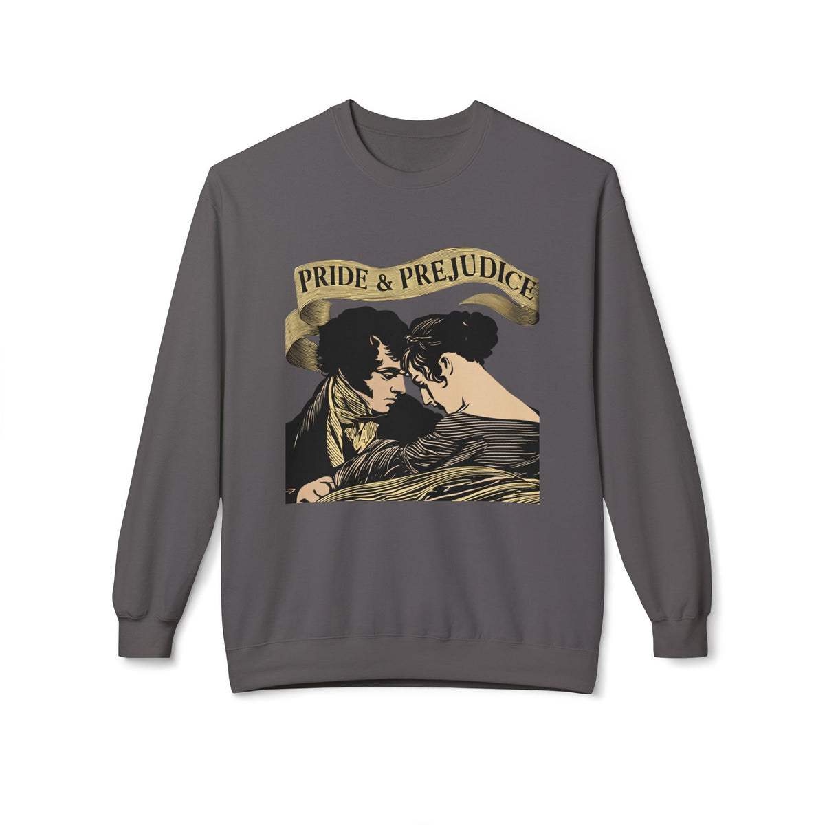 Sepia Toned Pride & Prejudice Crewneck Sweatshirt — Vintage Romance Literary Pullover