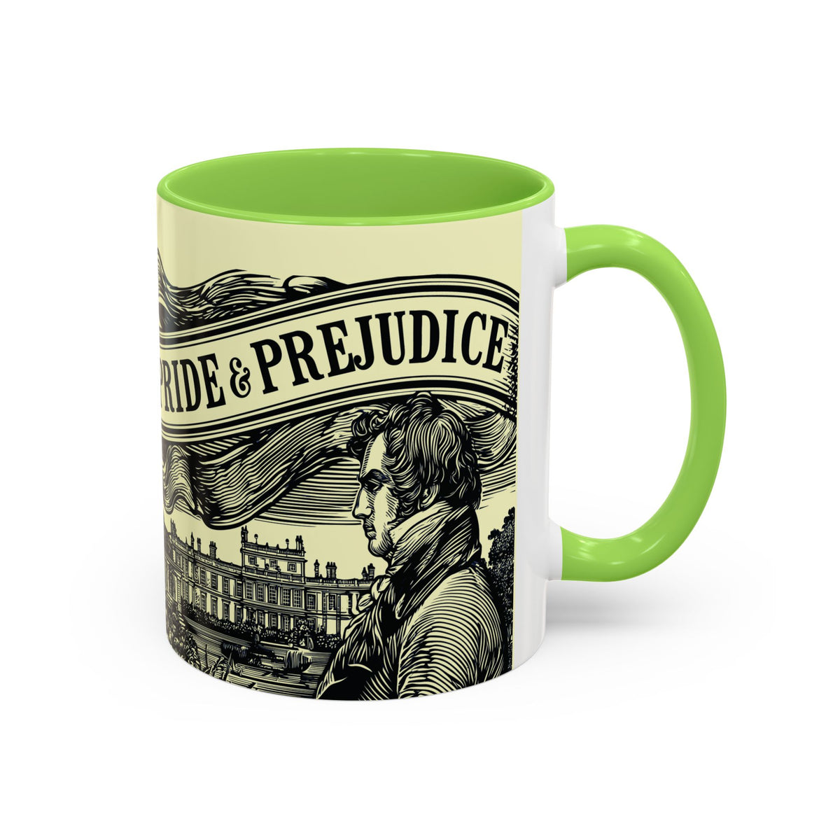Pride & Prejudice Vintage Illustration Ceramic Mug — Mr. Darcy at Pemberley with Quote (11oz/15oz)