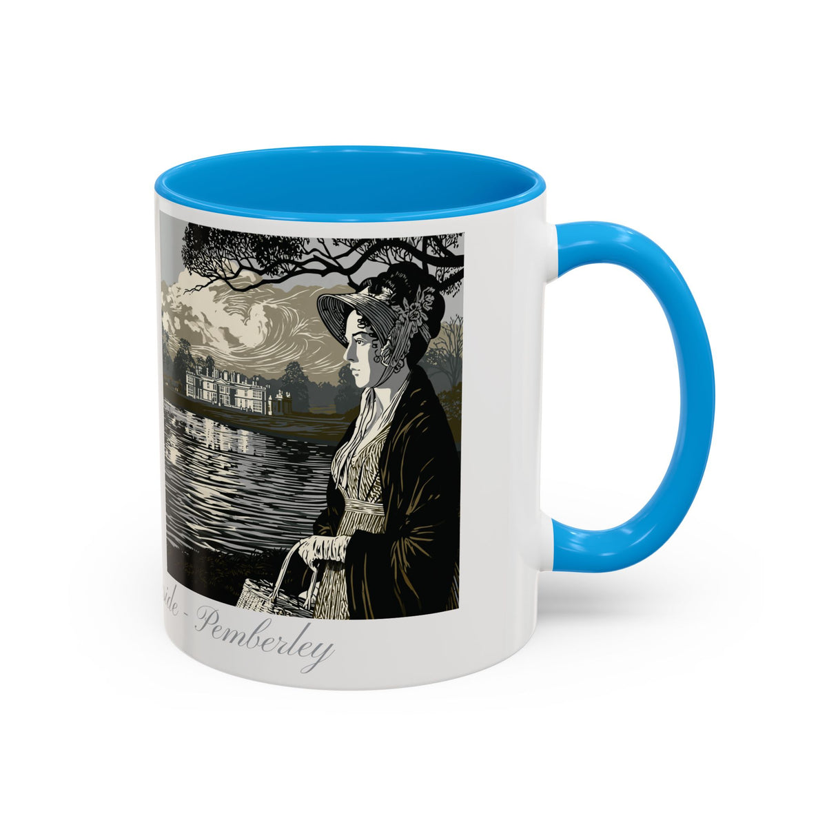 'Strolling Pemberley' Ceramic Coffee Cup — Vintage Regency Silhouette Mug
