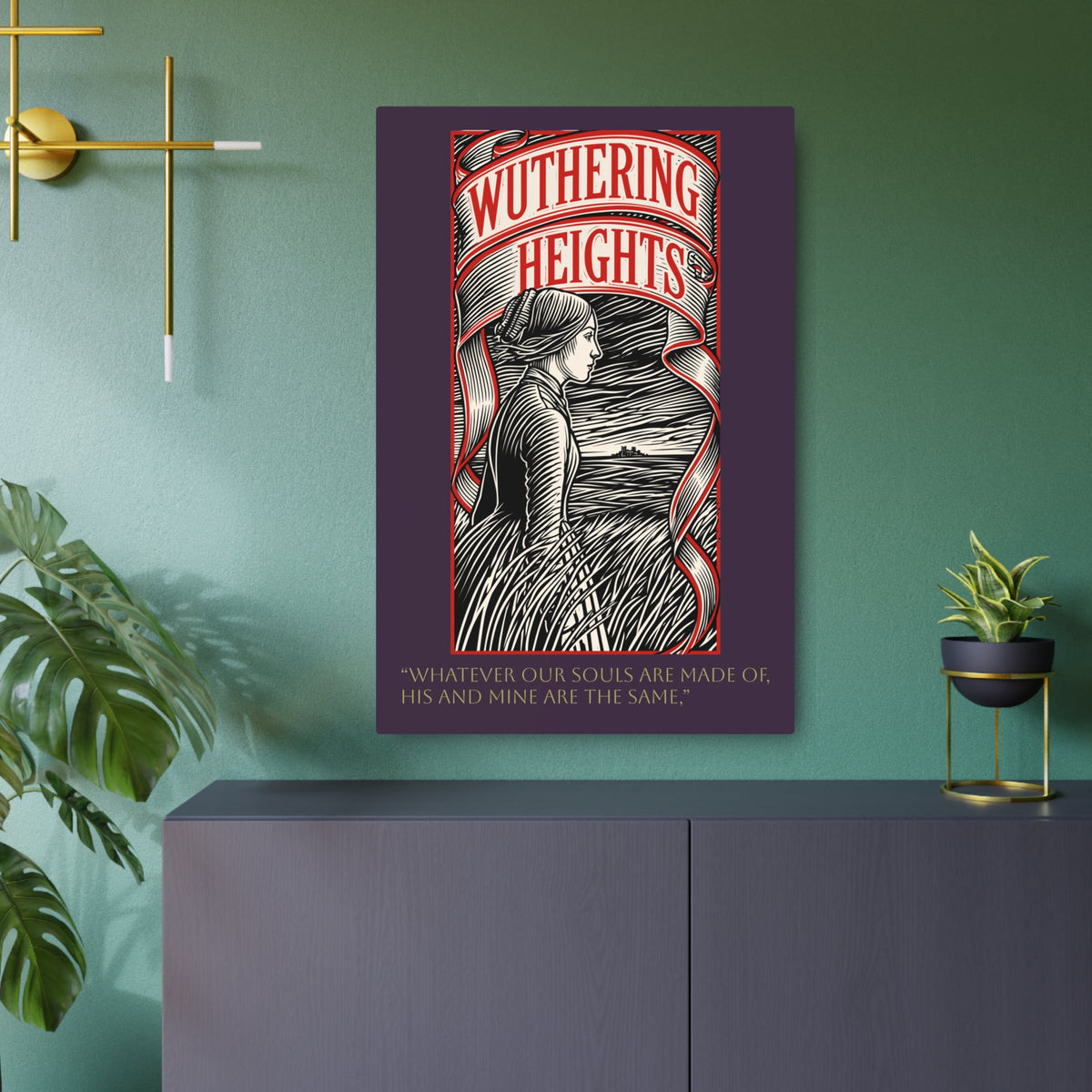 Wuthering Heights Metal Art Print – Gothic Literary Wall Plaque with Quote