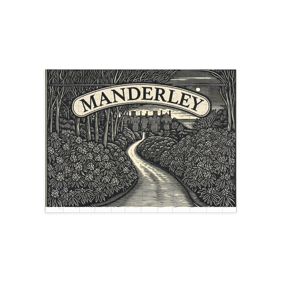 Manderley Scenic Puzzle — 'Manderley' Vintage Manor Path Jigsaw (96/252/500/1000 pcs)